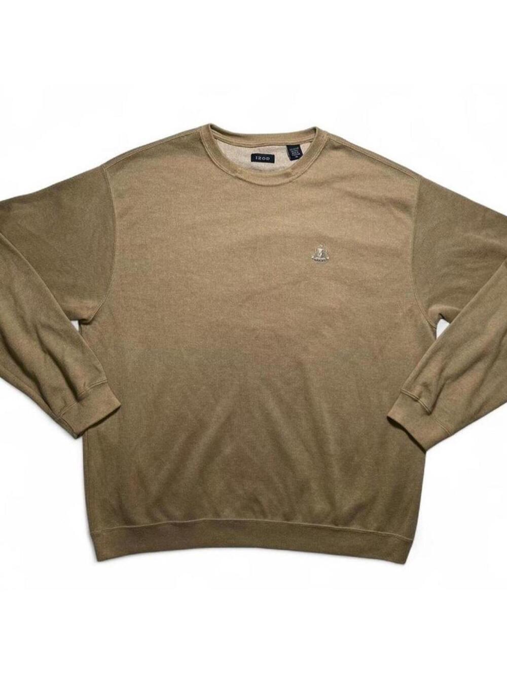 IZOD Sweater Mens XL Beige Crewneck Textured Ottoman Classic Pullover LongSleeve